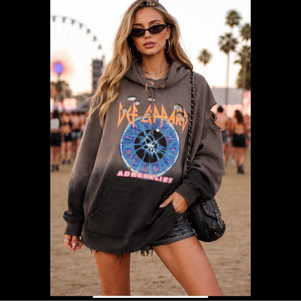 Def Lepard Band Hoodie Adrenalize Distressed Rock Unisex Y2K Streetwear Sz 5